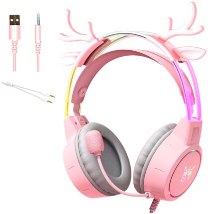 Cute Deer/Cat Ear RGB Gaming Headphones with Mic