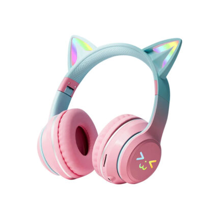 Gradient RGB Cat Ear Wireless Headphones with Mic for girls