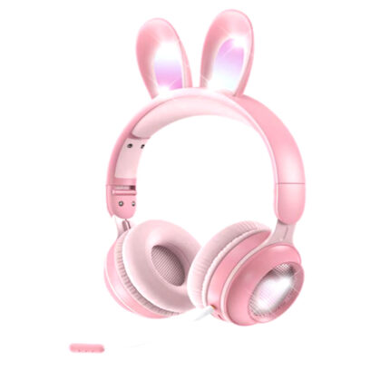 RGB Rabbit Ears Wireless Headset with Mic - Kids' Gamer Earphones